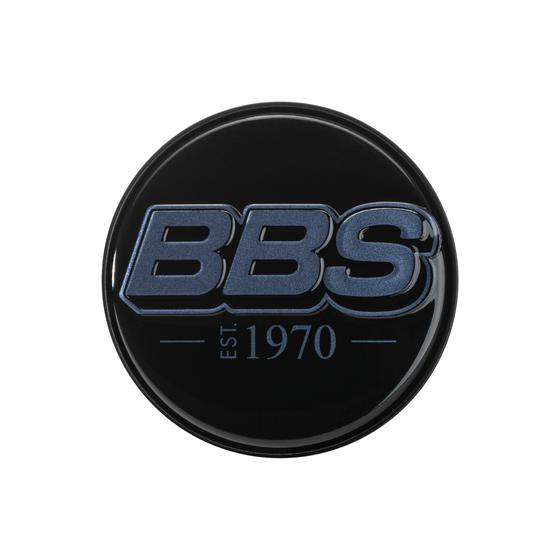 BBS 2D Nabendeckel Geprägt Schwarz mit Logo Indigo Blue Set (4 Stück)