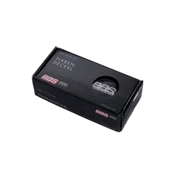 BBS 3D Nabendeckel schwarz mit Logo Weissgold (Set 4 Stk)