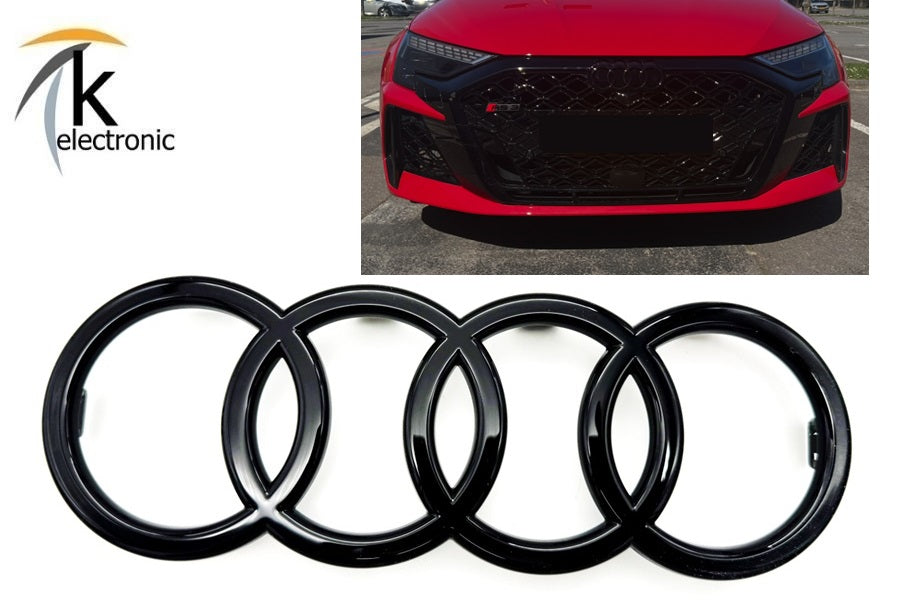 AUDI A3 8Y Ringe Emblem schwarz glänzend vorne für Kühlergrill Facelift ab 2025