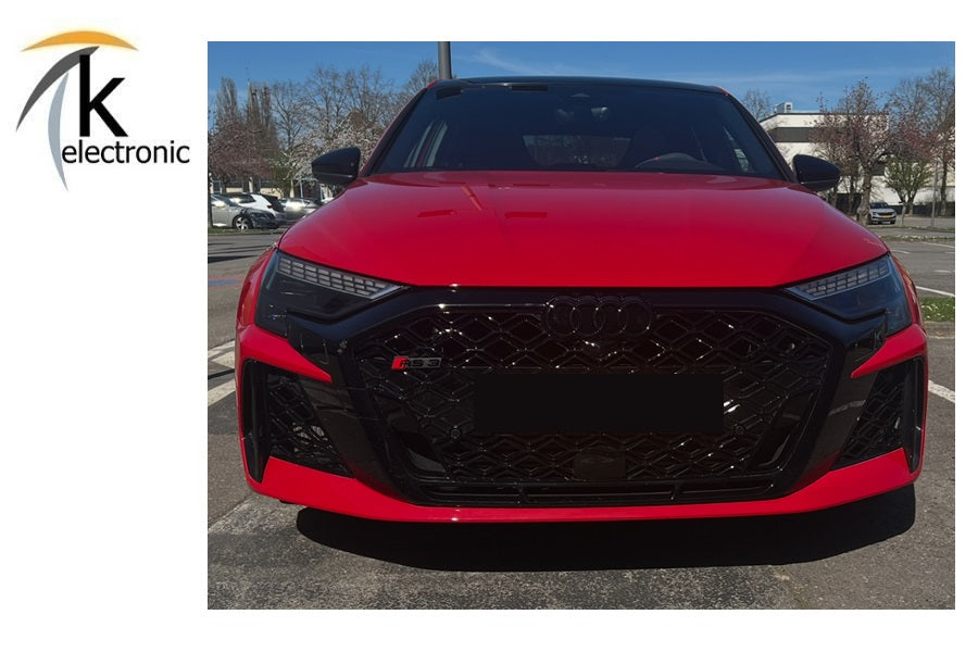 AUDI A3 8Y Ringe Emblem schwarz glänzend vorne für Kühlergrill Facelift ab 2025