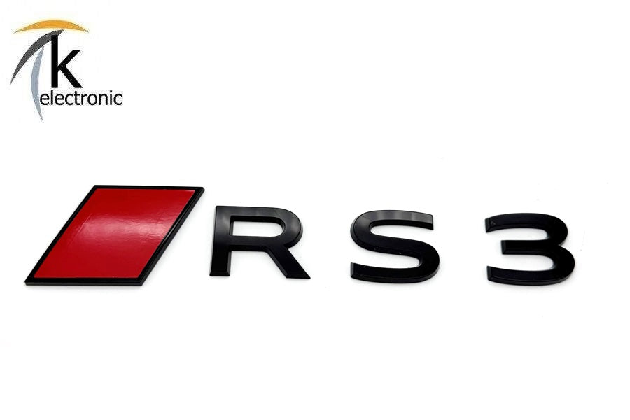 AUDI RS3 8Y Emblem | Zeichen schwarz glänzend rote Raute hinten für Heckklappe Facelift - neues Design
