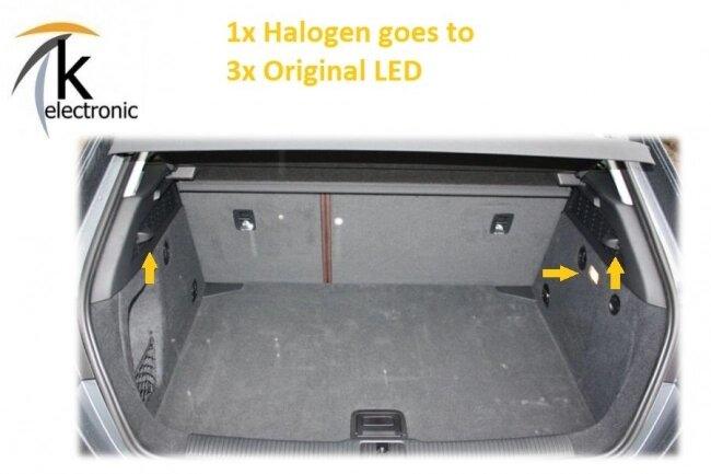 Audi A3 8V 3-türer Kofferraumbeleuchtung Halogen auf 3x LED Nachrüstpaket