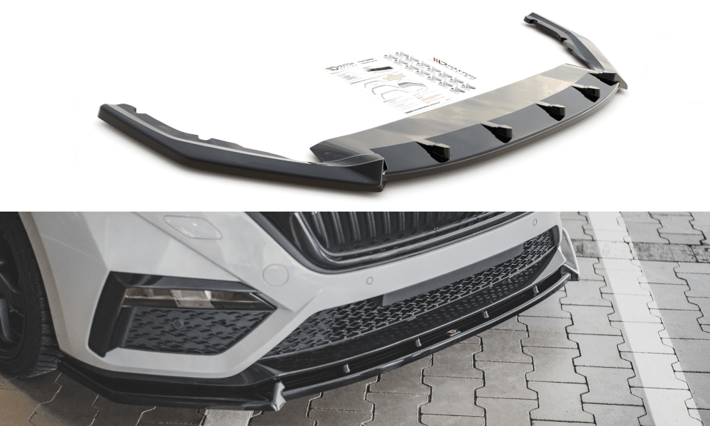 Front Lippe Front Splitter Frontansatz V.1 fur Skoda Octavia RS MK4 von Maxton Design