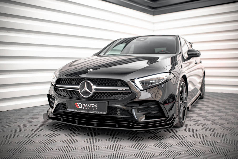 Front Lippe / Front Splitter / Frontansatz Street Pro mit Flaps für Mercedes A35 AMG W177 von Maxton Design