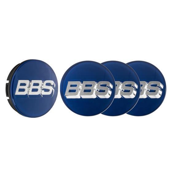 BBS 3D Nabendeckel Blau mit Logo silber/chrome Set (4 Stück)