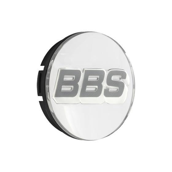 BBS 3D Nabendeckel Chrom mit Logo Grau/Weiß Set (4 Stück)