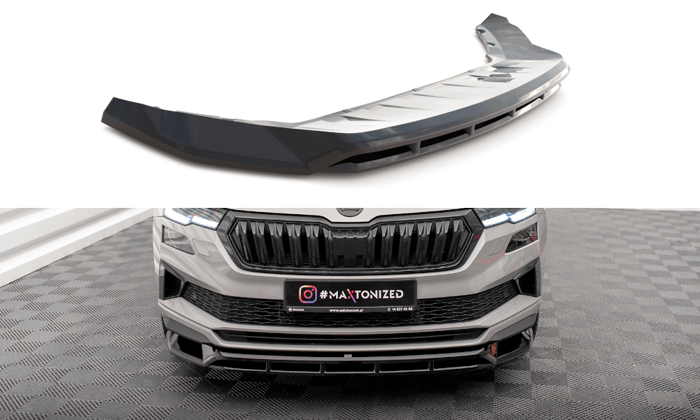 Front Lippe / Front Splitter / Frontansatz für Skoda Karoq Sportline NU7 Facelift von Maxton Design